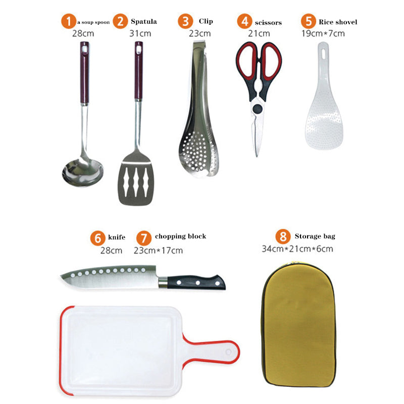 8-Piece Camping Cooking Utensil Set Portable BBQ Gear