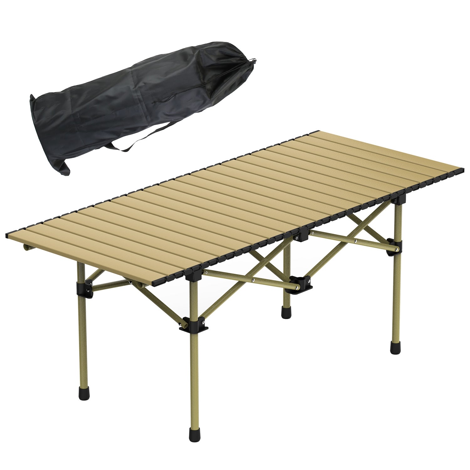 1Pc S Or L Size Options Folding Camping Table Portable Lightweight Carbon Steel Roll-up Picnic BBQ Table With Carry Bag Heavy Duty For Outdoor Beach Backyard Party Patio Camping Hiking BBQ Picnic