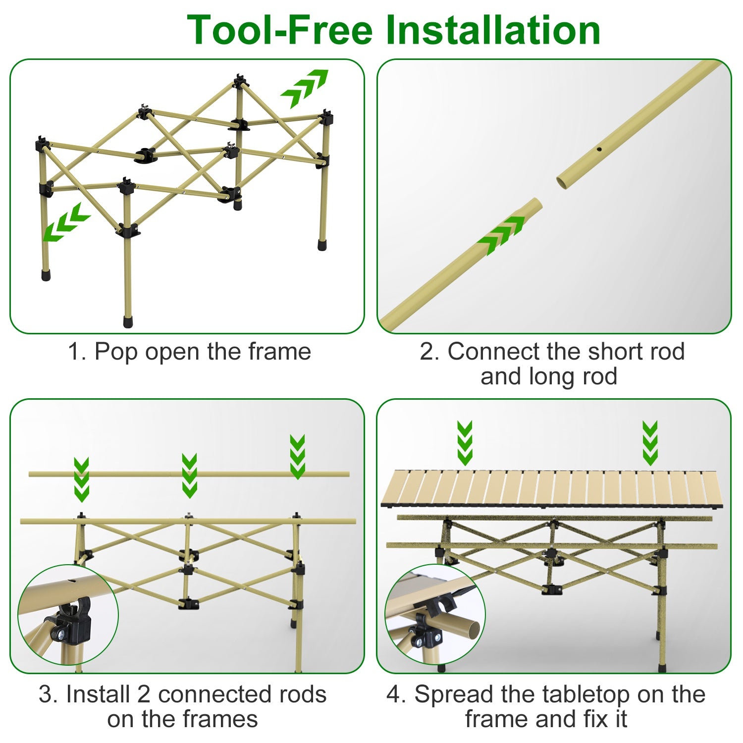 1Pc S Or L Size Options Folding Camping Table Portable Lightweight Carbon Steel Roll-up Picnic BBQ Table With Carry Bag Heavy Duty For Outdoor Beach Backyard Party Patio Camping Hiking BBQ Picnic