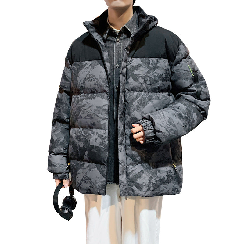 Camouflage Hooded Down Cotton Jacket