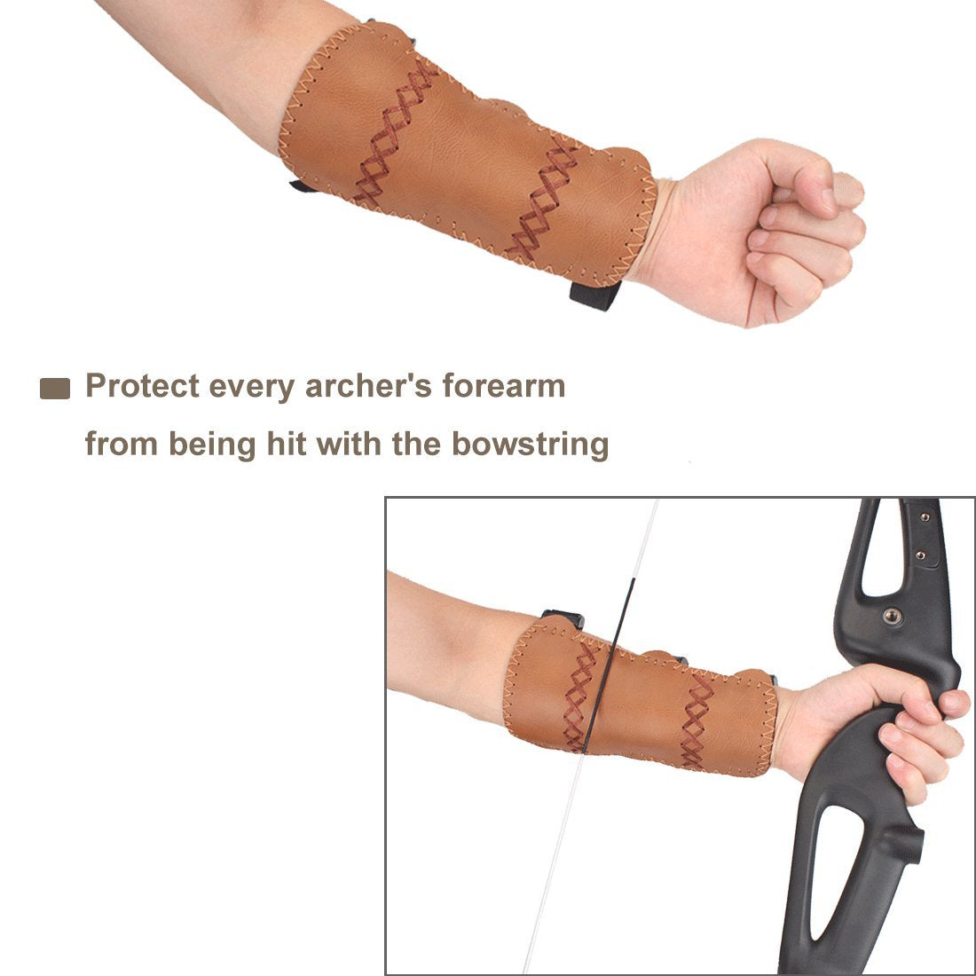 Leather 3 strap arm guard hunting