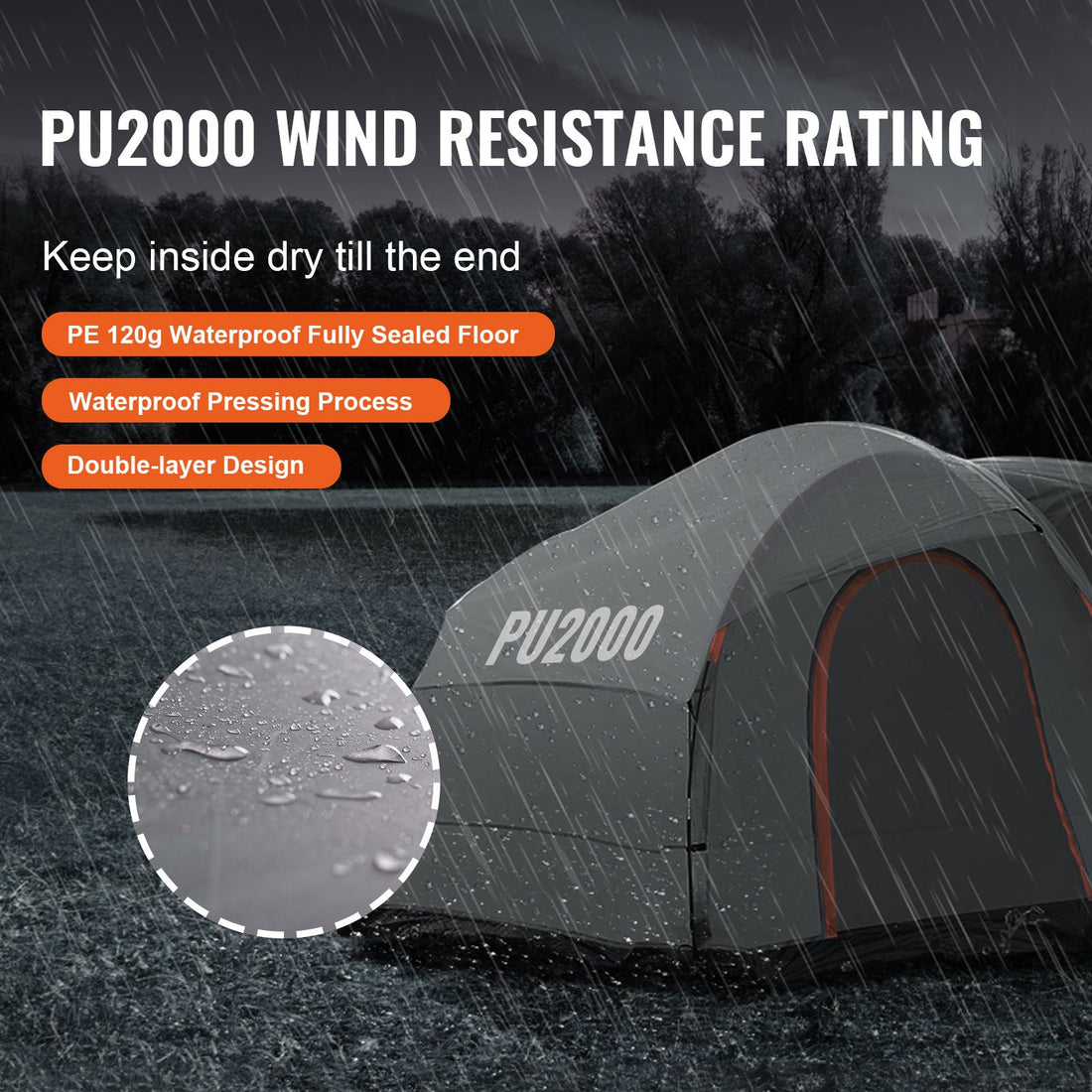 SUV Camping Tent Attachment Double Layer 6-8 Person