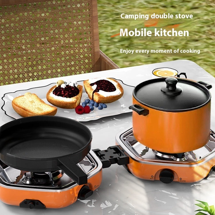 Outdoor Portable Gas Stove Portable Double-headed Folding Camping Stove
