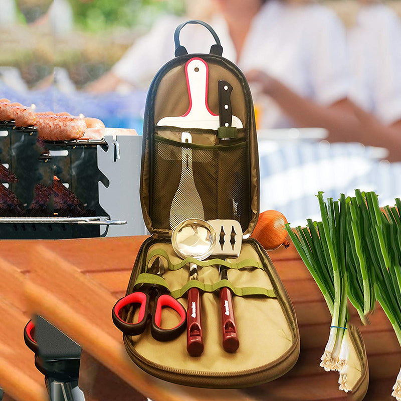 8-Piece Camping Cooking Utensil Set Portable BBQ Gear