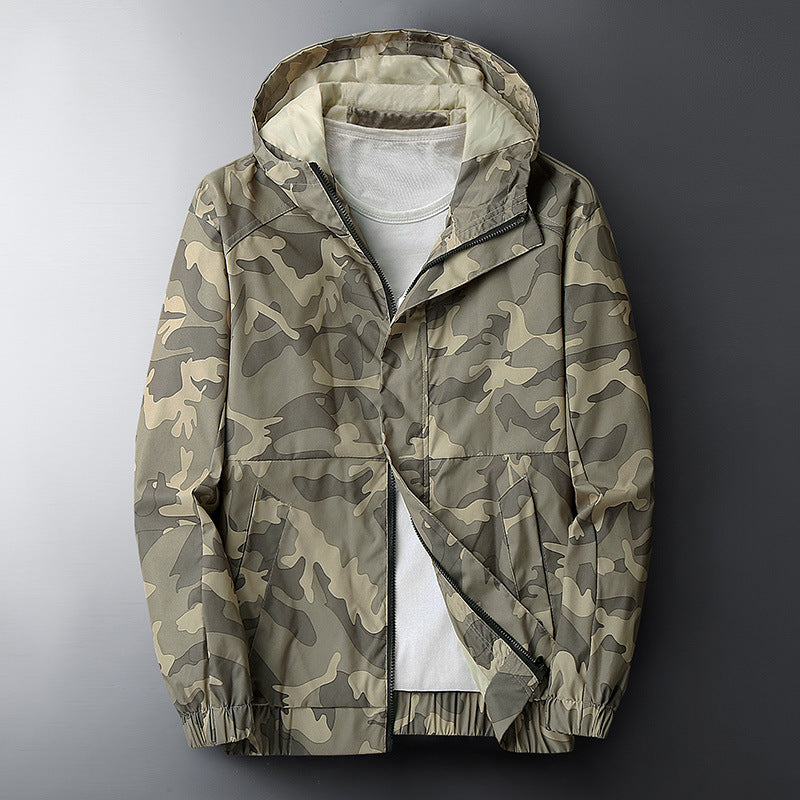 Hooded Camouflage Printed Jacket