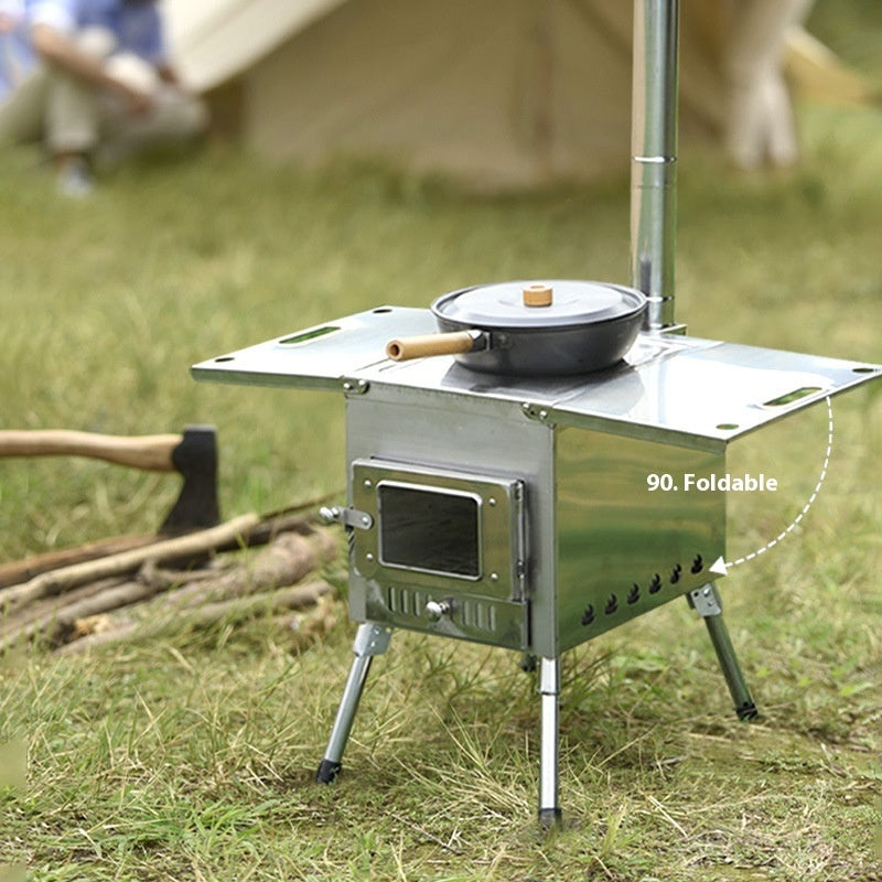 Outdoor Camping Heating Stainless Steel Folding Portable Wood Stove