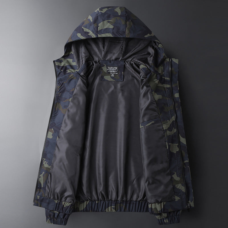 Hooded Camouflage Printed Jacket
