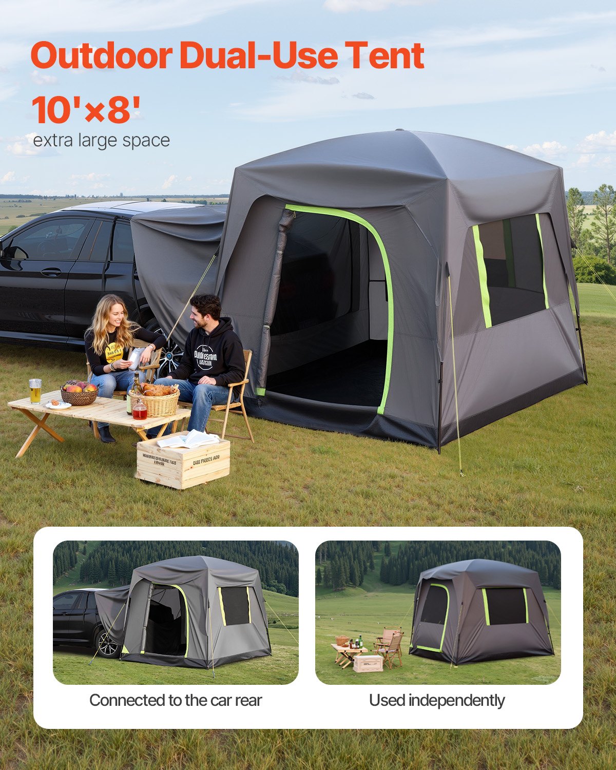 SUV Camping Tent 10x8FT Waterproof 5-8 Person Double Layer