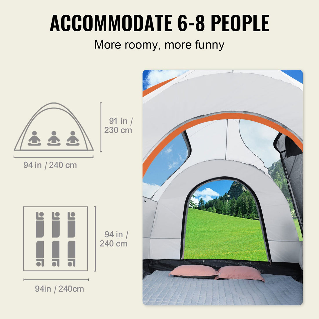 SUV Camping Tent Attachment Double Layer 6-8 Person
