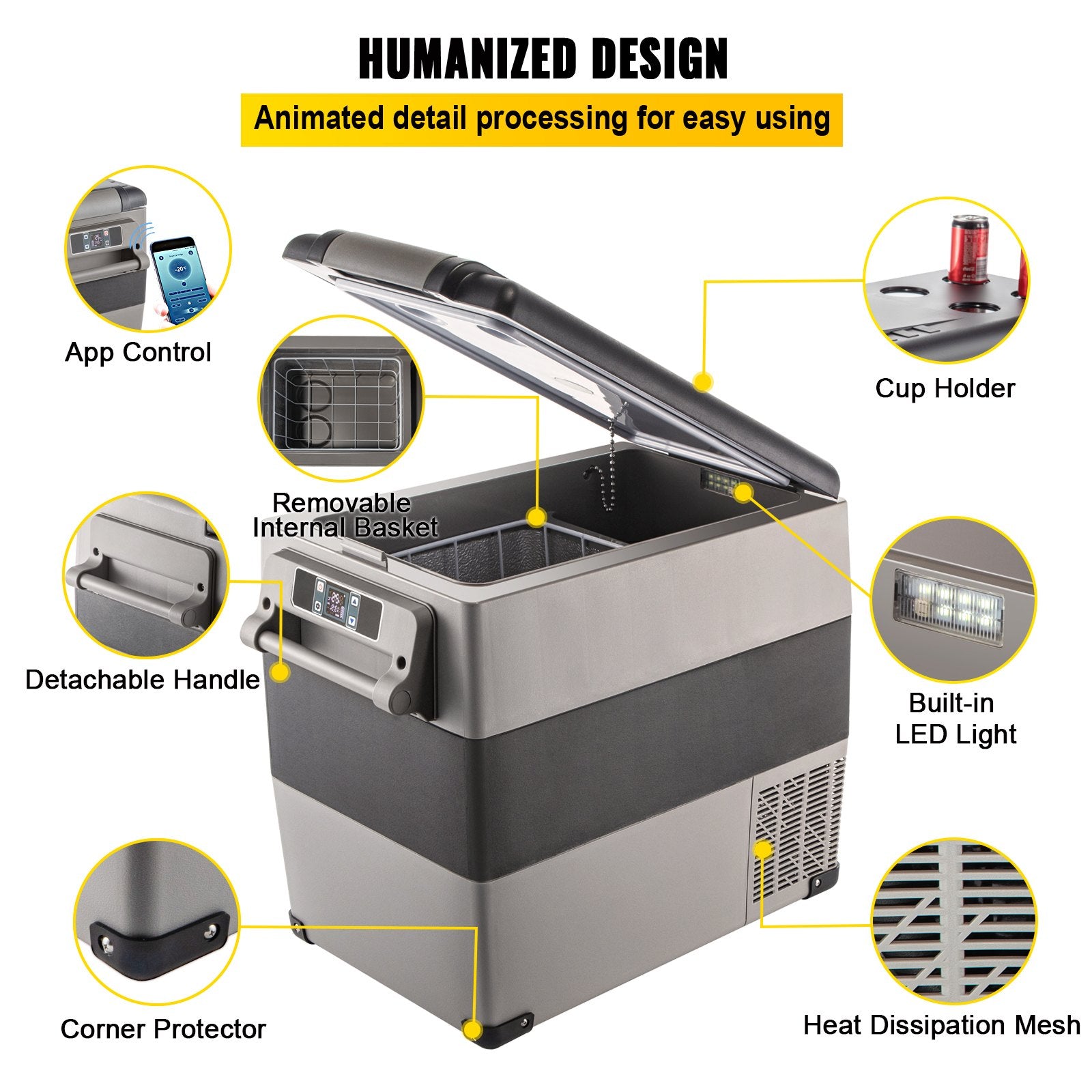 58Qt 12V Portable Dual Zone Car Refrigerator Freezer RV Camping Fridge