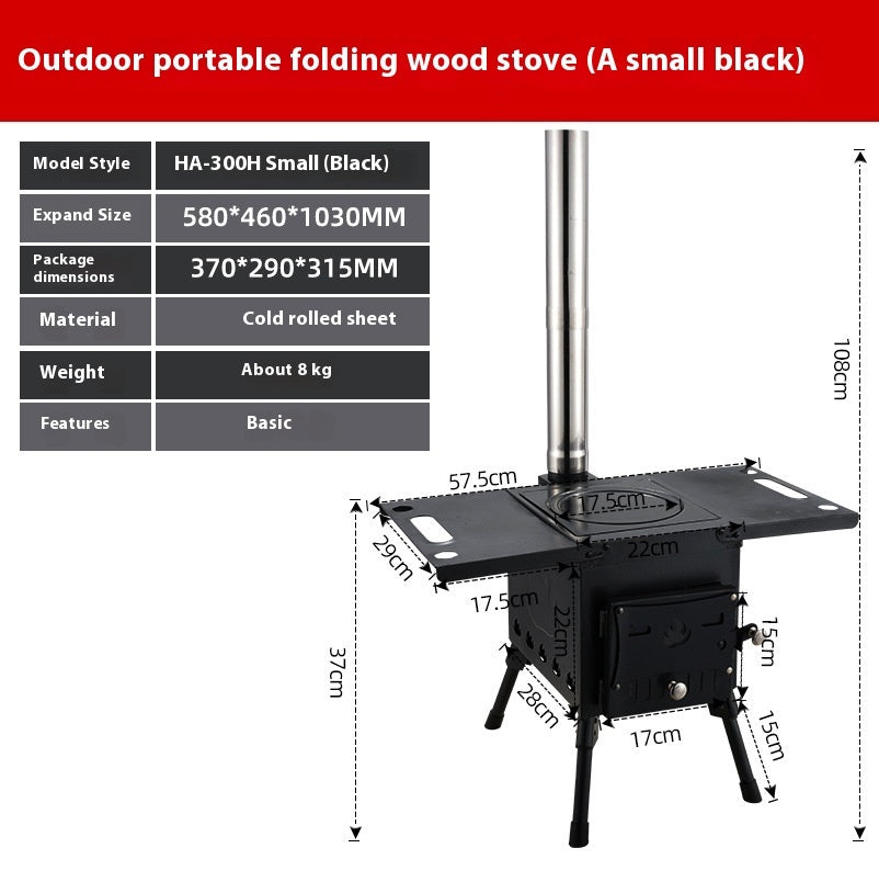 Outdoor Camping Heating Stainless Steel Folding Portable Wood Stove