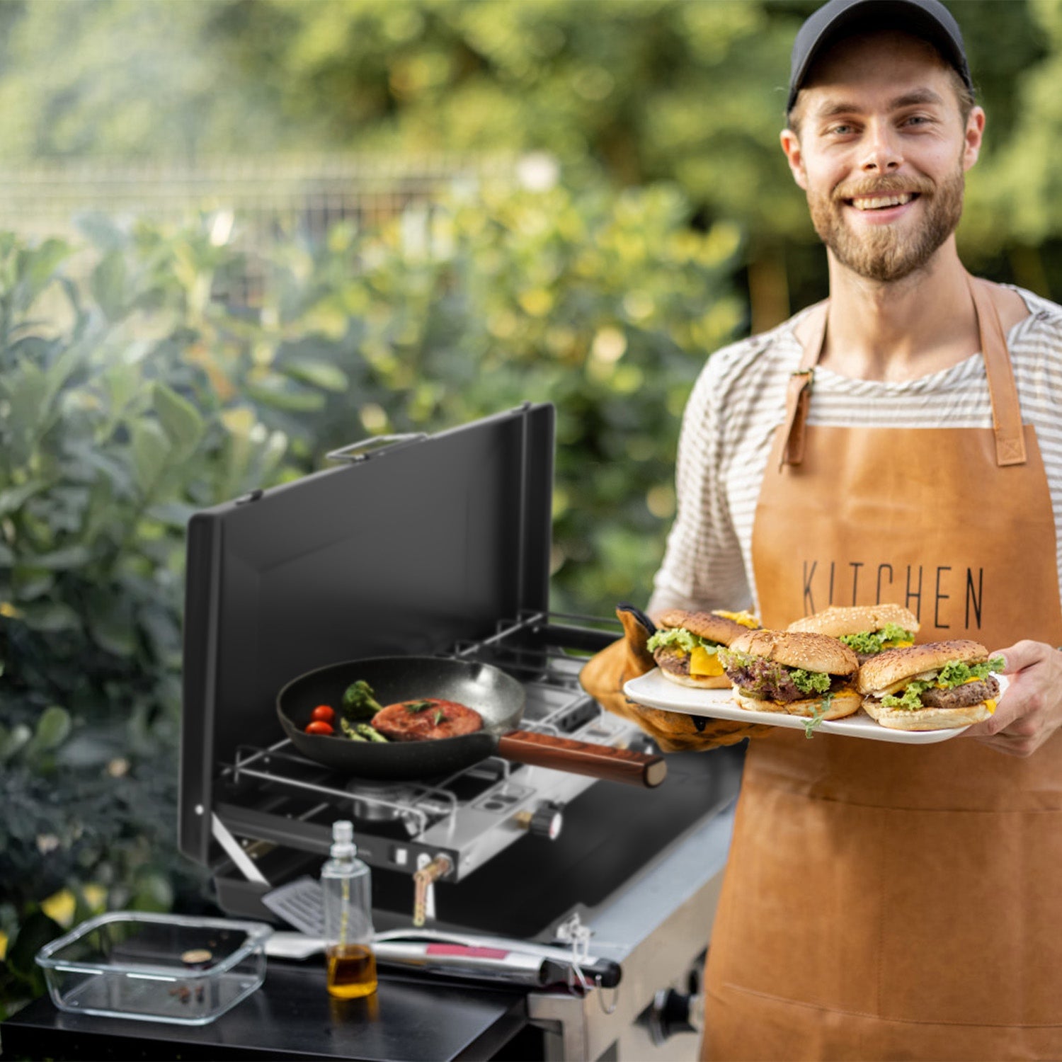 3 Burner Camping Stove 20000 BTU Portable Foldable Propane Stove With Toast Tray Windshield Portable Handle Outdoor Cooking Gas Stove For RV Camping BBQ Picnic