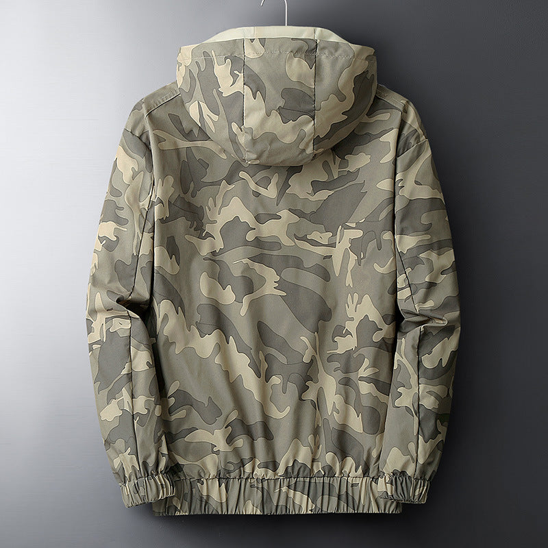 Hooded Camouflage Printed Jacket