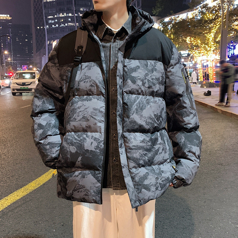 Camouflage Hooded Down Cotton Jacket
