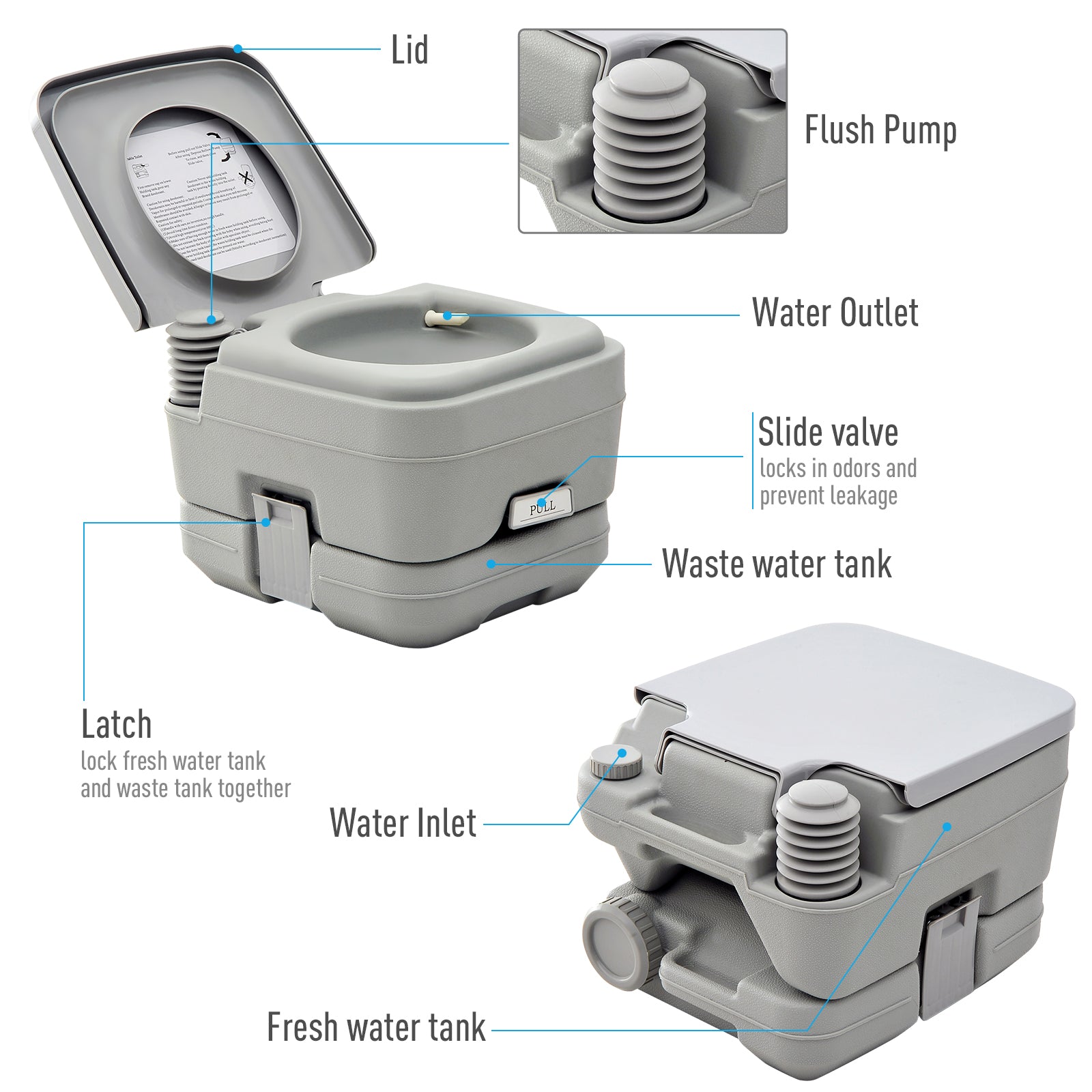 Plastic Portable Toilet Grey