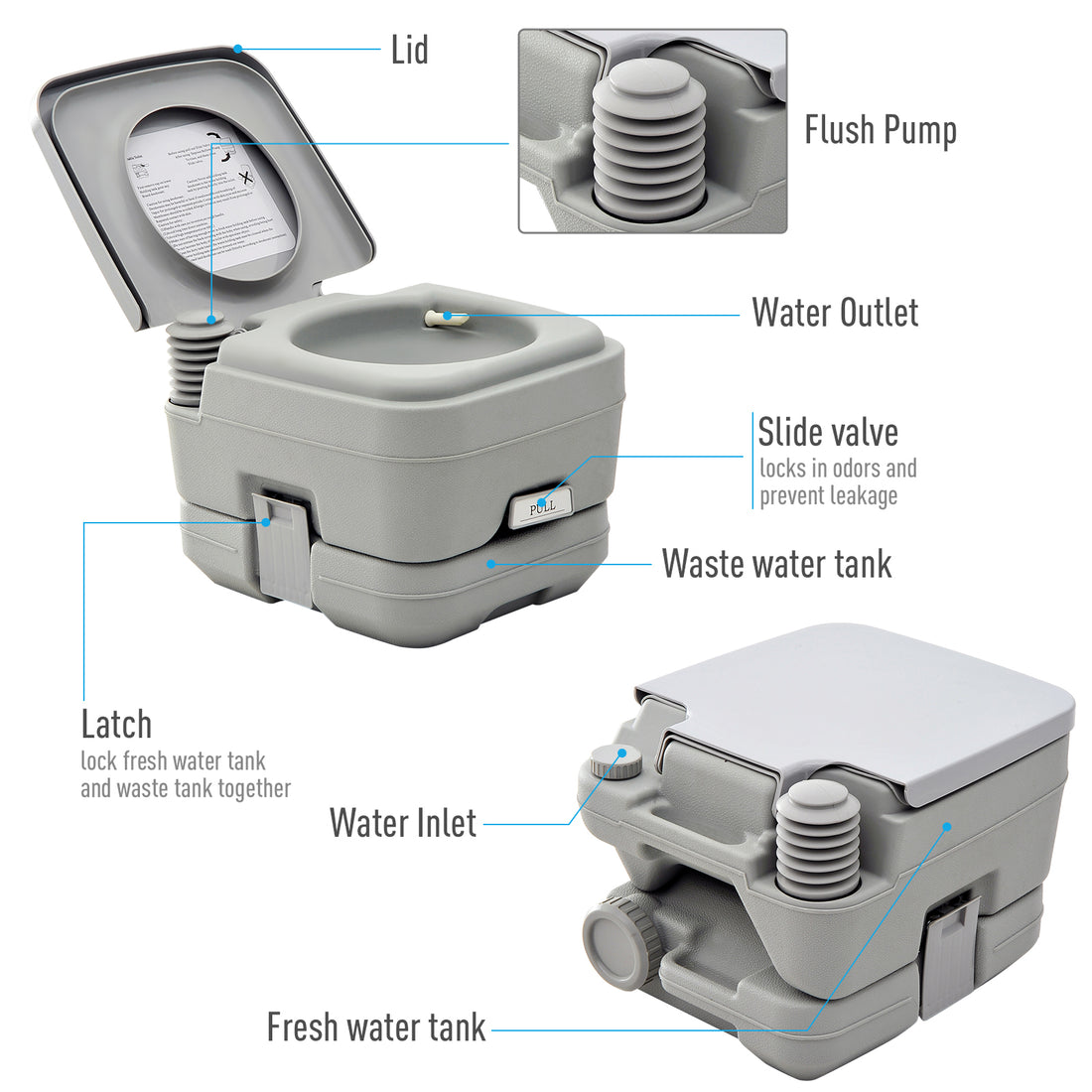 Plastic Portable Toilet Grey
