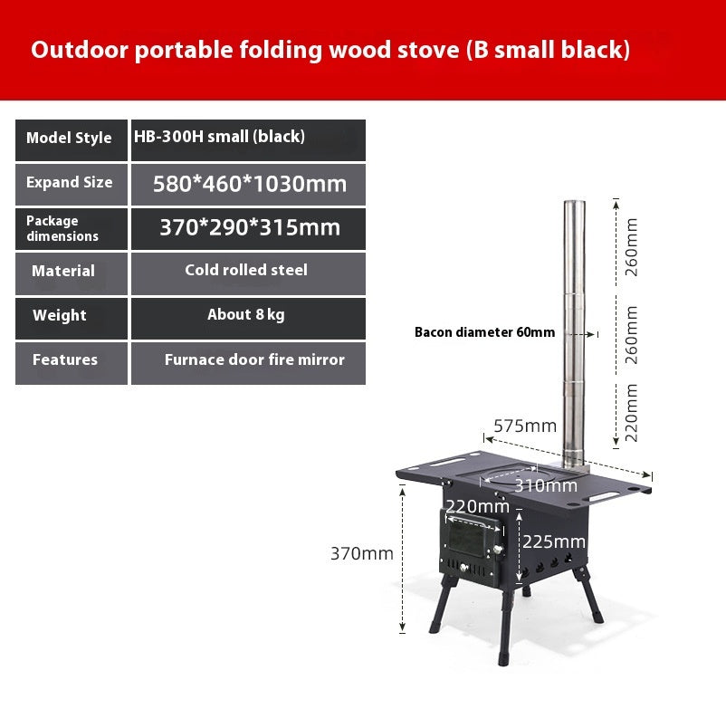 Outdoor Camping Heating Stainless Steel Folding Portable Wood Stove