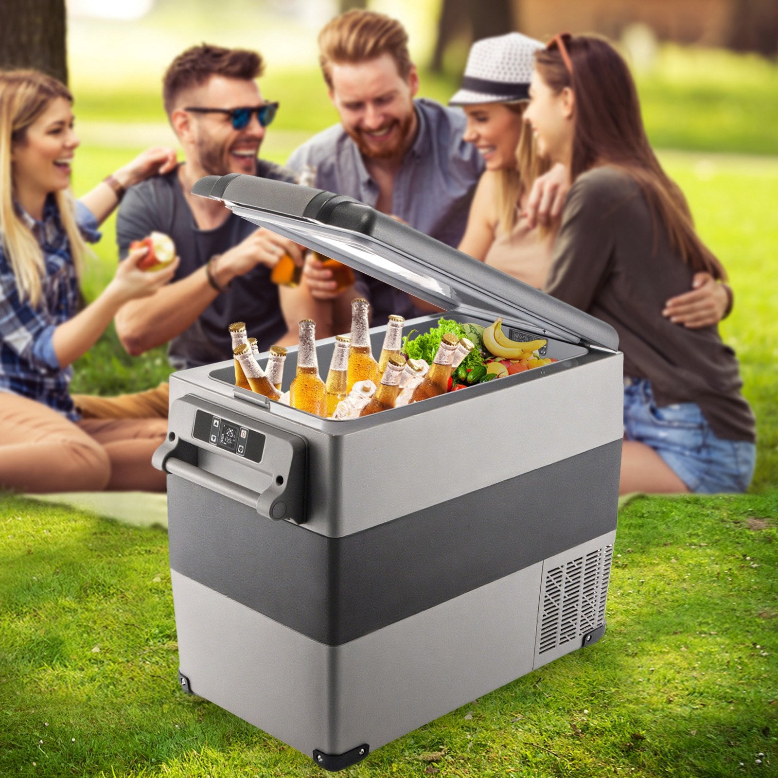 58Qt 12V Portable Dual Zone Car Refrigerator Freezer RV Camping Fridge