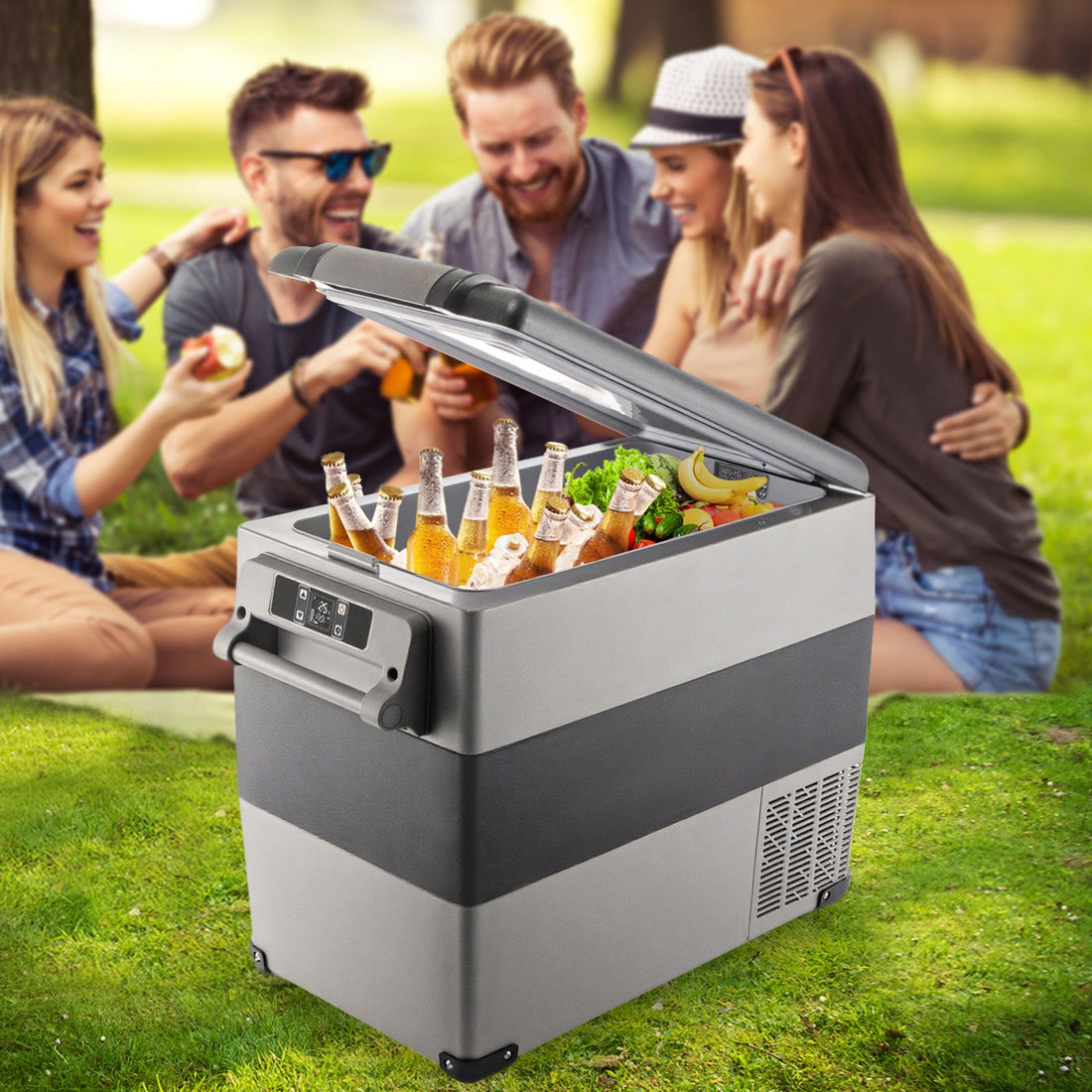 58Qt 12V Portable Dual Zone Car Refrigerator Freezer RV Camping Fridge