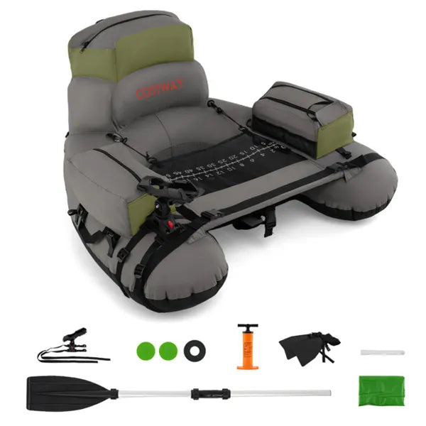 350lbs Inflatable Fishing Float Tube With Rod Holder Fish Ruler