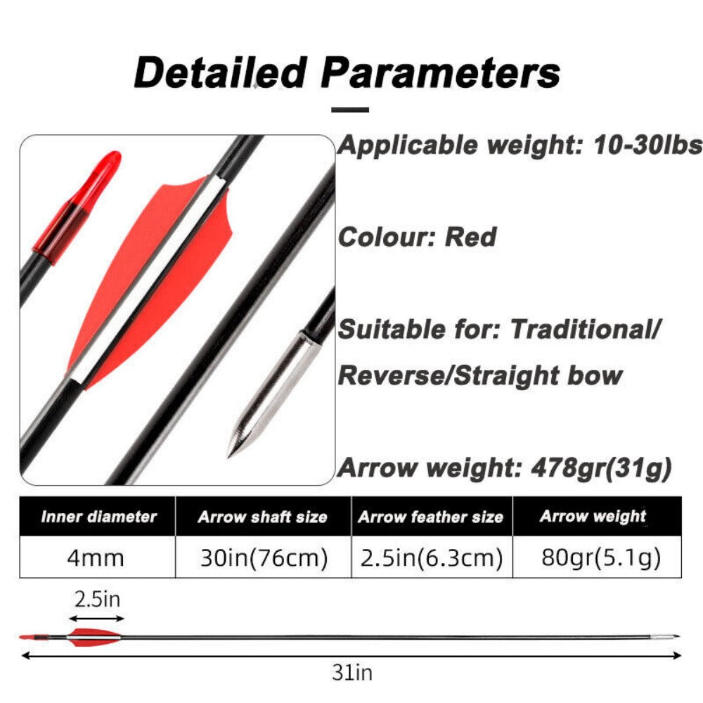 Fiberglass Archery Arrows For Compound Recurve Bow Target Shooting Practice