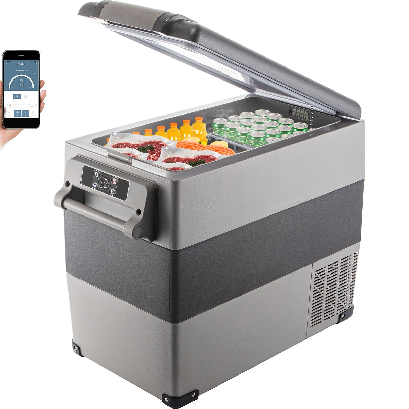 58Qt 12V Portable Dual Zone Car Refrigerator Freezer RV Camping Fridge