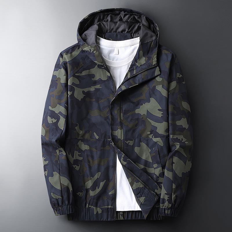Hooded Camouflage Printed Jacket