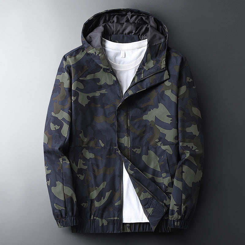 Hooded Camouflage Printed Jacket