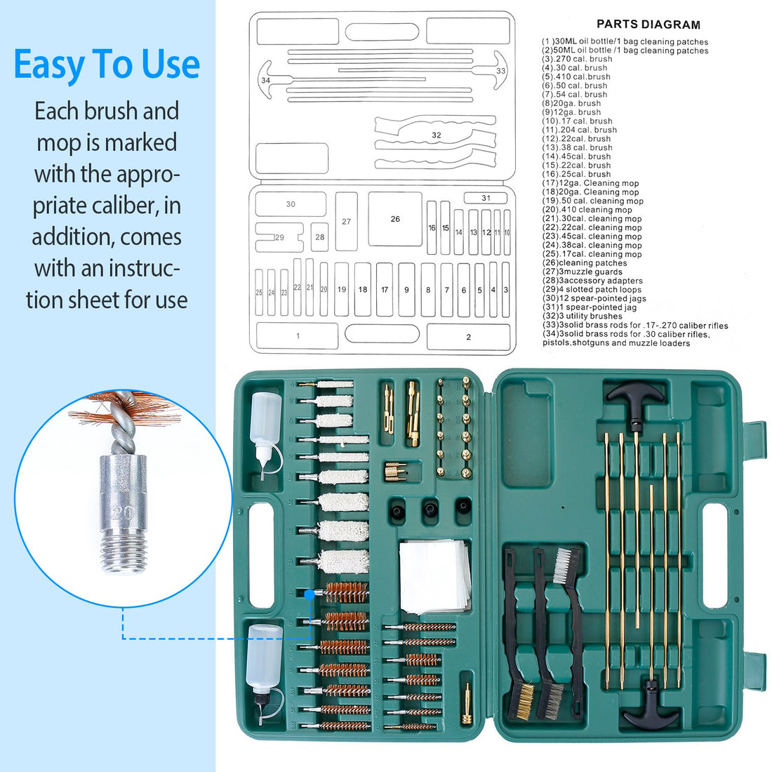 Universal Gun Cleaning Kit Gun Cleaning Brushes Mops Muff